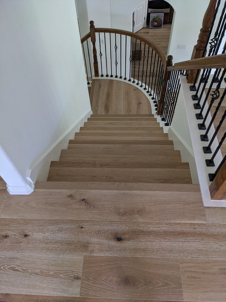 laminate vinyl Plank floors installed on stairs in Austin